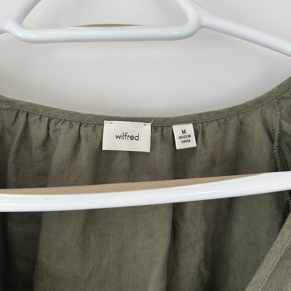 Wilfred Olive Green Button-Front Linen Dress - Picture 5 of 5